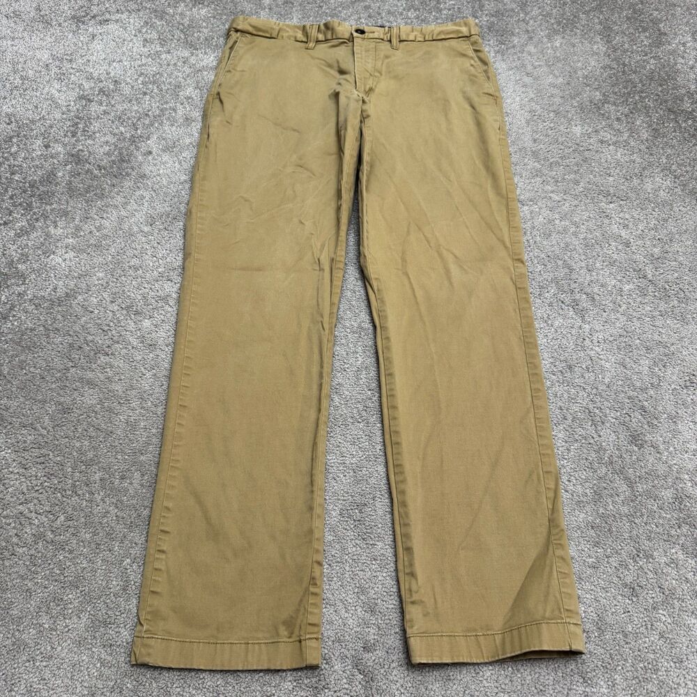 Daniel Hechter Paris Cotton Lyocell Stretch Chino Dress Pants Men 34x32 Tan Slim